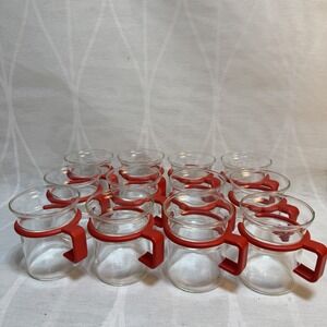 BODUM 12 ea. Red Espresso Bistro Cups Vintage Capt Picard Glass 8 oz Mugs